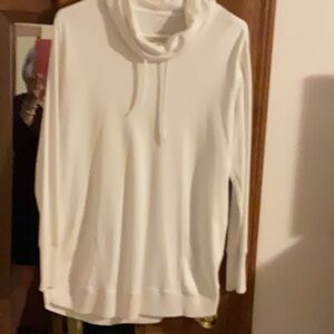 LLBean White Cowl Neck tunic top size M